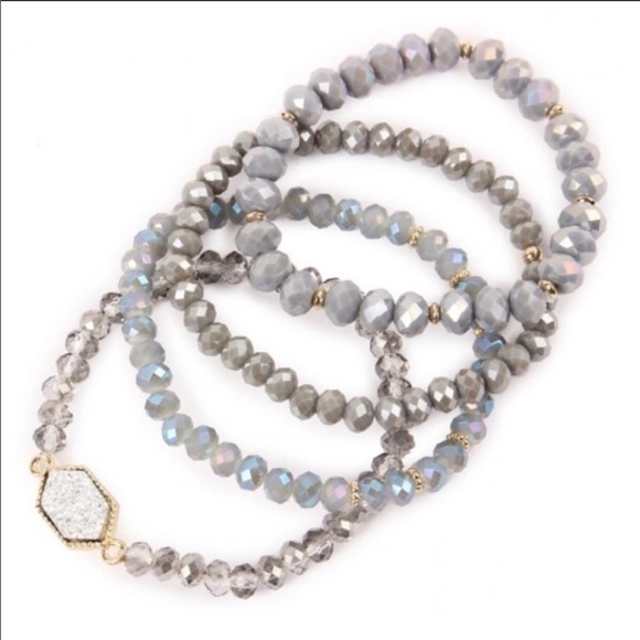 Jewelry - Beaded Bracelets with Druzy Statement Stone